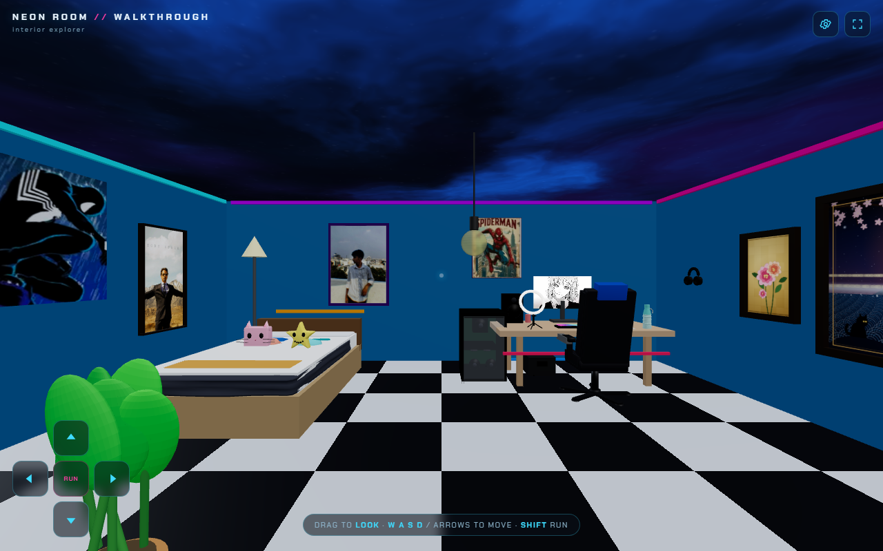 Neon Room — 3D walkthrough